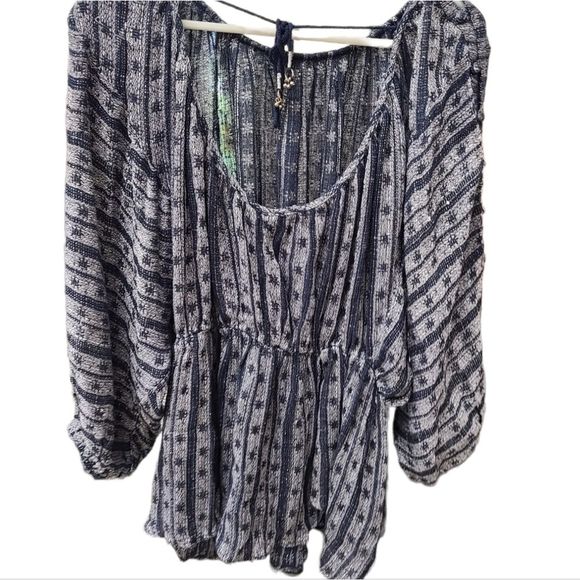 Free People Blue Boho Tunic Top size XS - Picture 7 of 7
